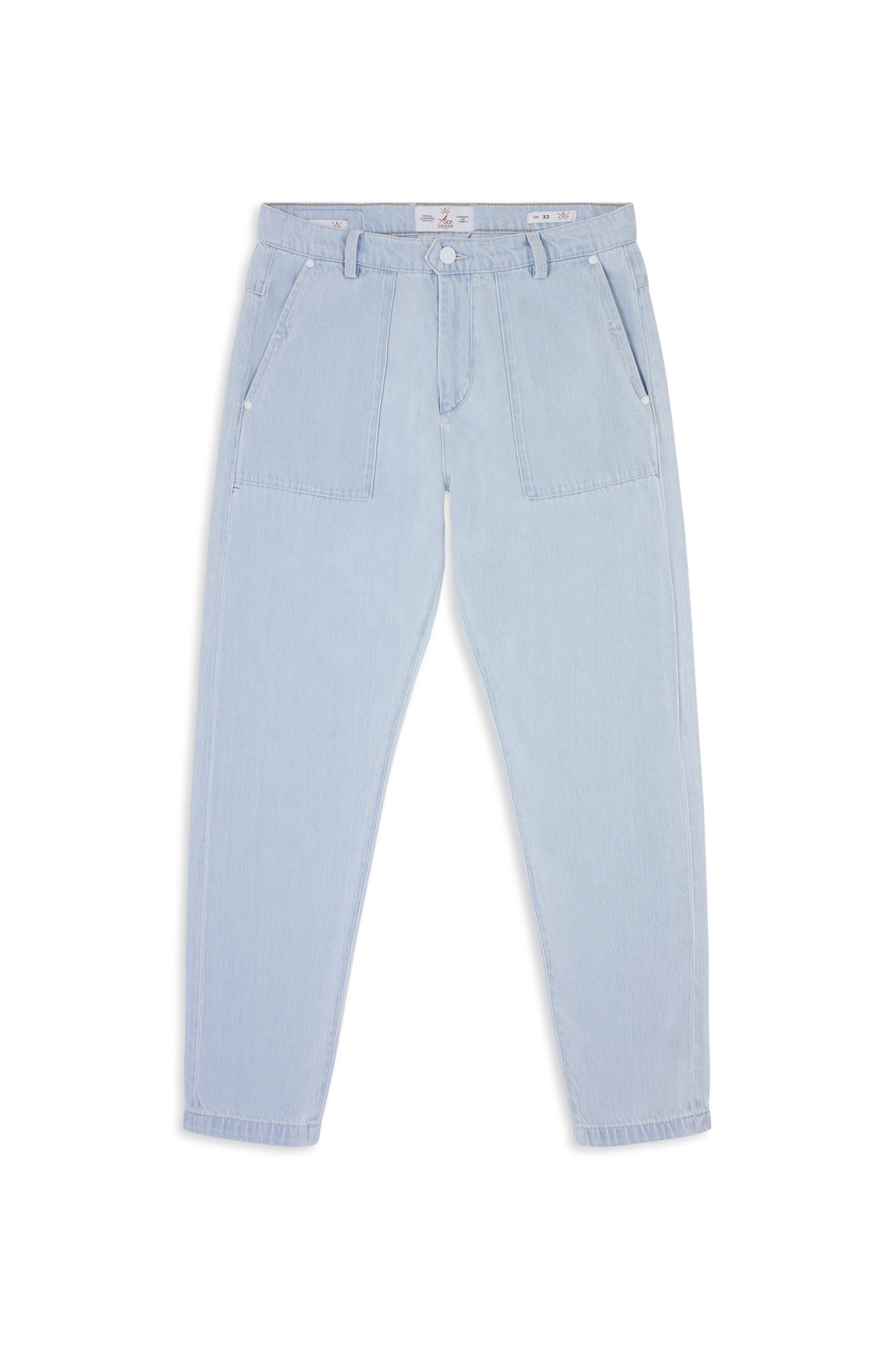 jeans unisex bleu clair délavé coupe cargo straight 