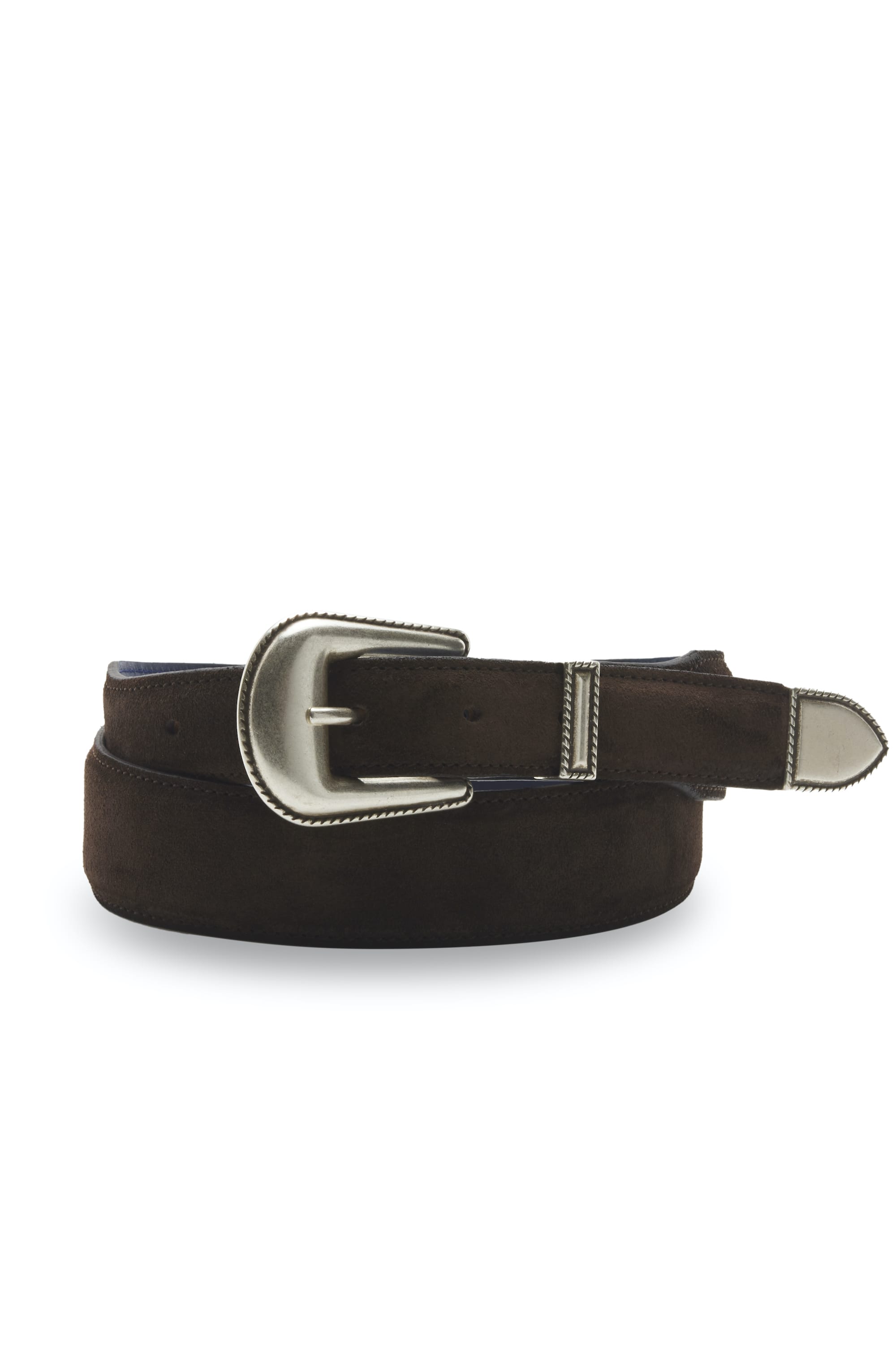 ceinture marron cuir suede boucle argent