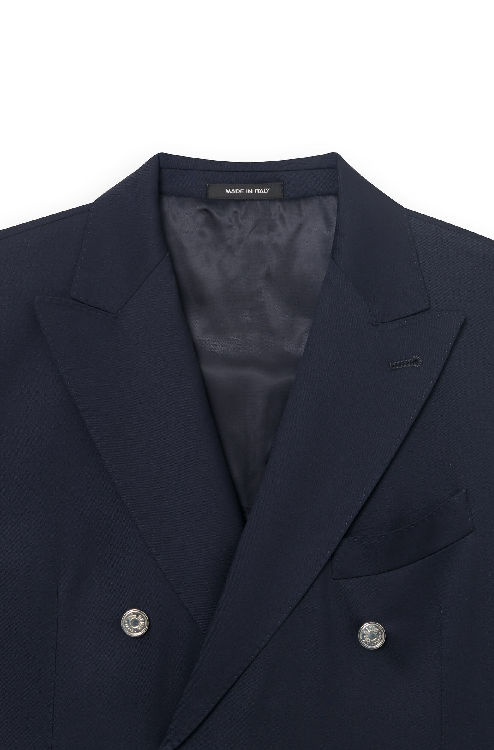 ace denim - navy double-breasted jacket - collar