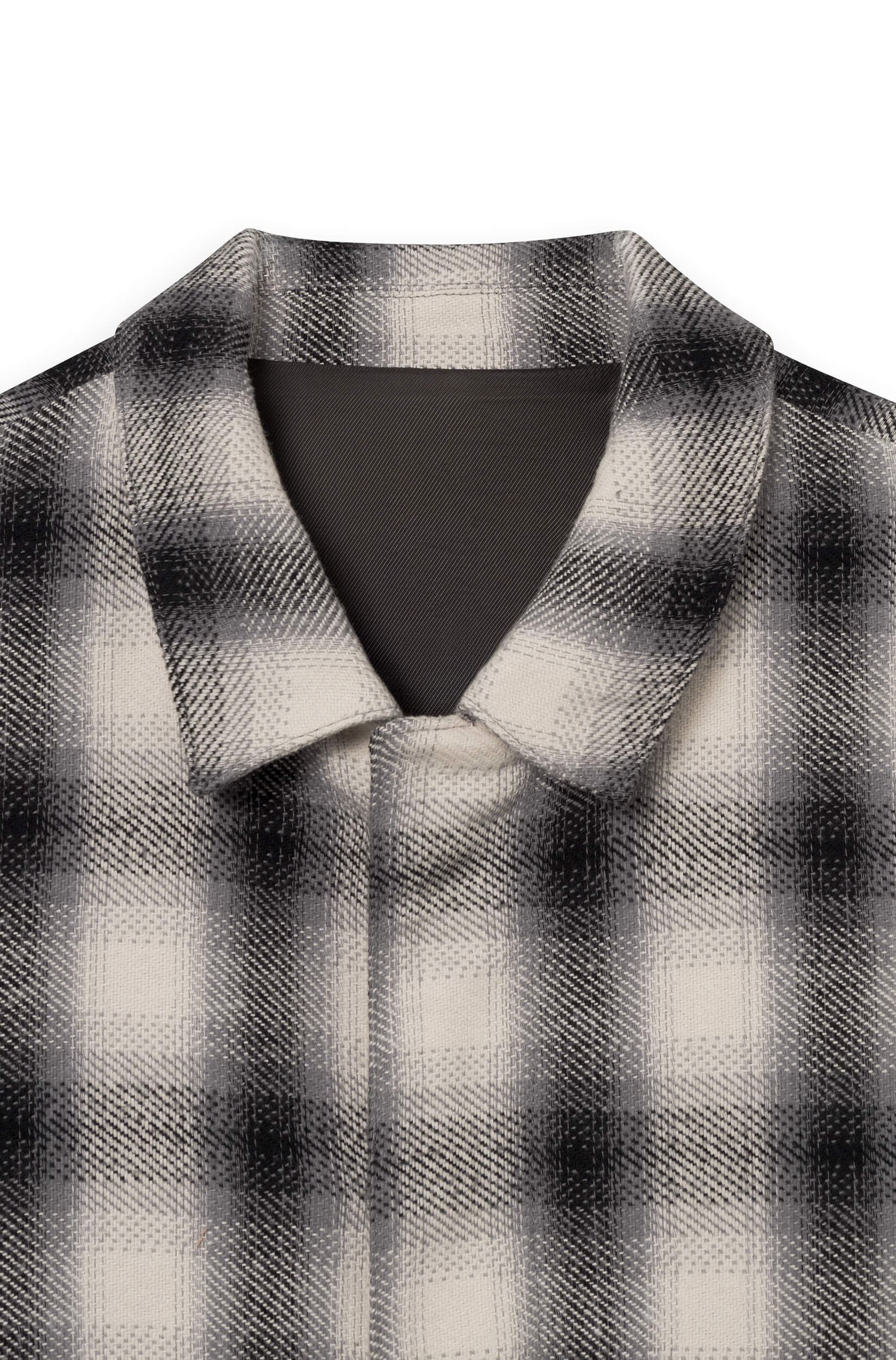 Col de la veste en coton avec motif à damier blanc et noir pour homme