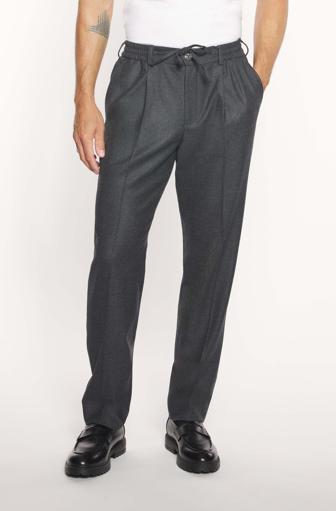 AD 47 - Pantalon Ample en Laine Mérinos Gris Anthracite