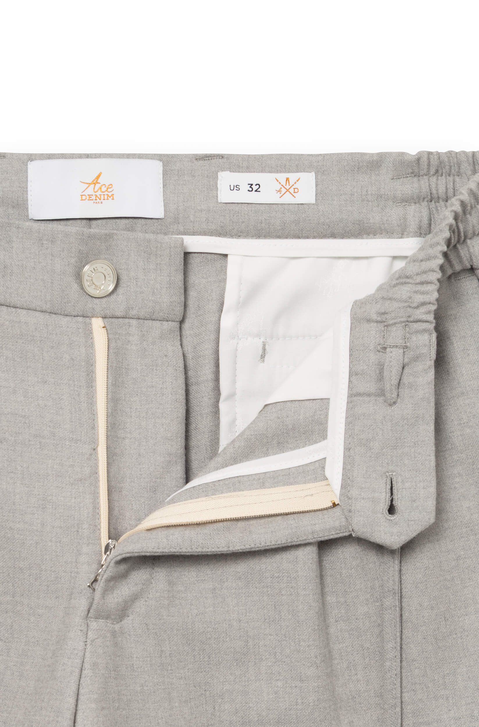 AD 47 - Straight-Leg Pleated Trousers in Light Grey Merino Wool
