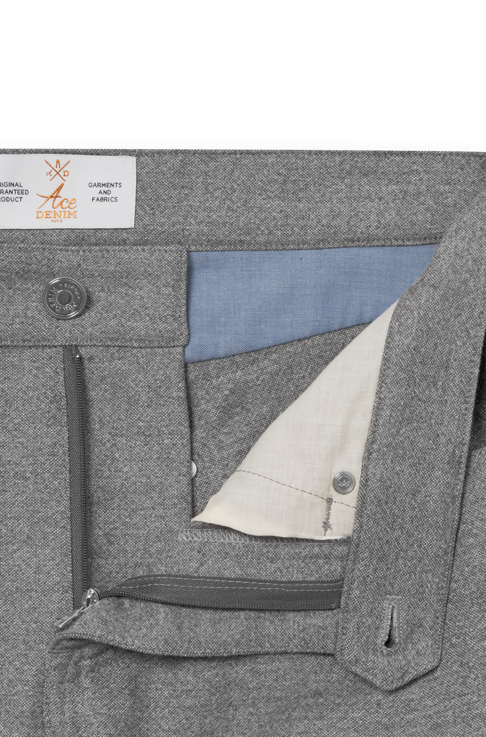 Braguette zippé du pantalon droit gris loro piana pour homme