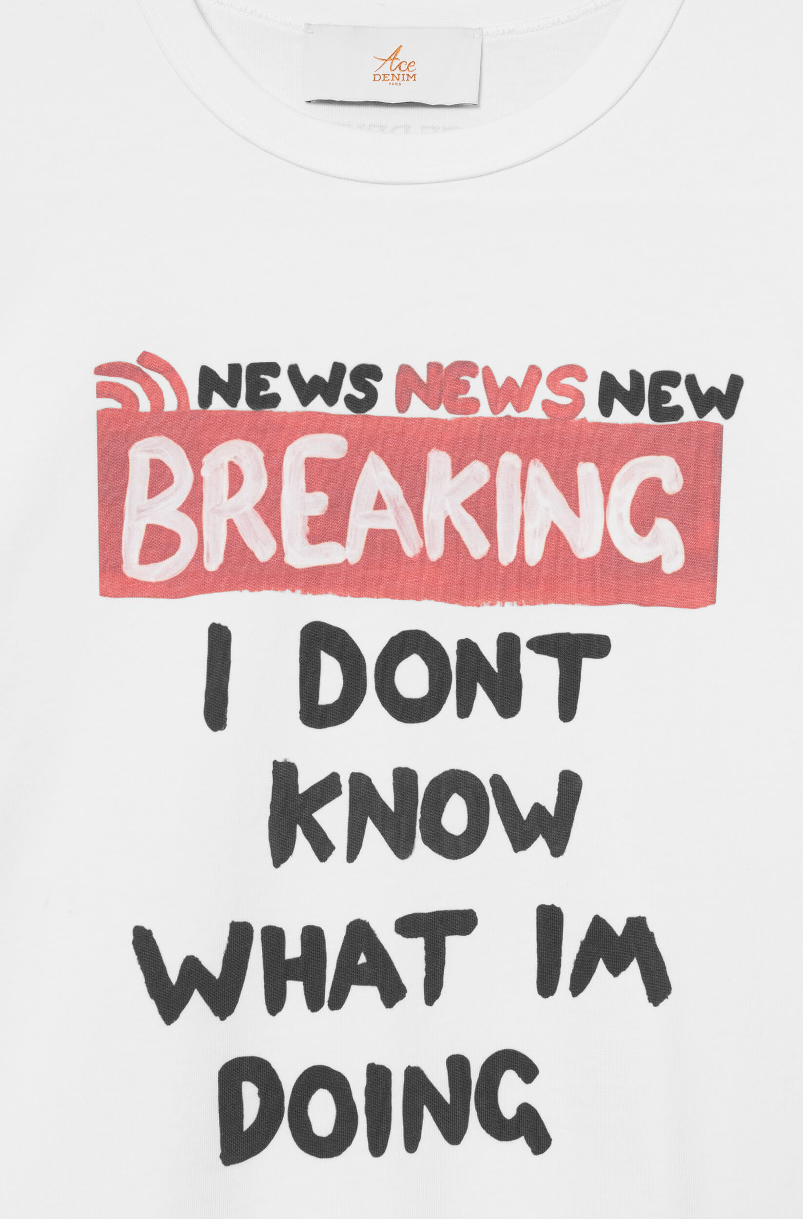 Zoom sur imprimé I dont know what im doing noir sur le tee-shirt blanc