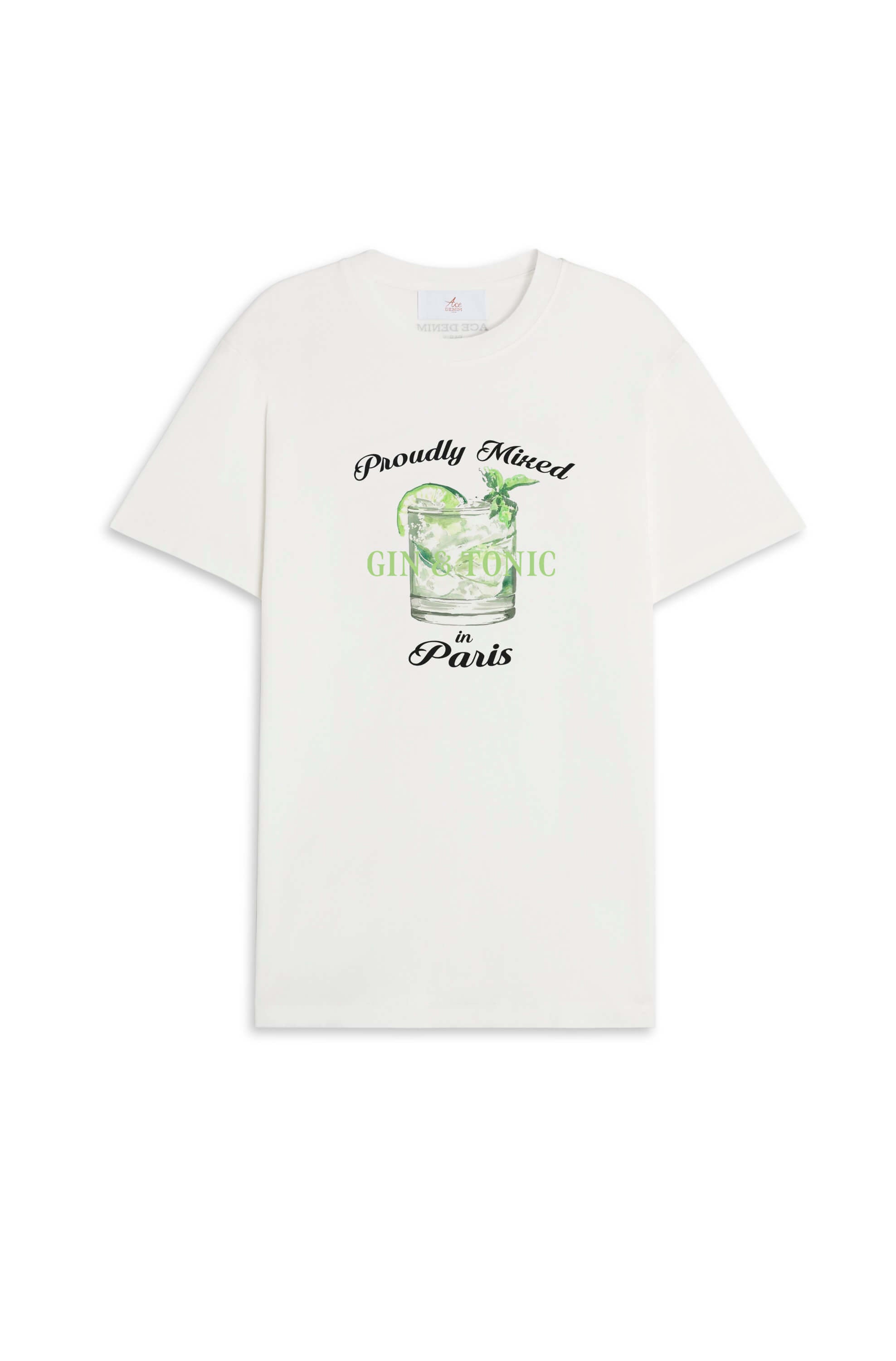 Ace Denim - tee-shirt print Homme - Blanc Cocktail gin&tonic