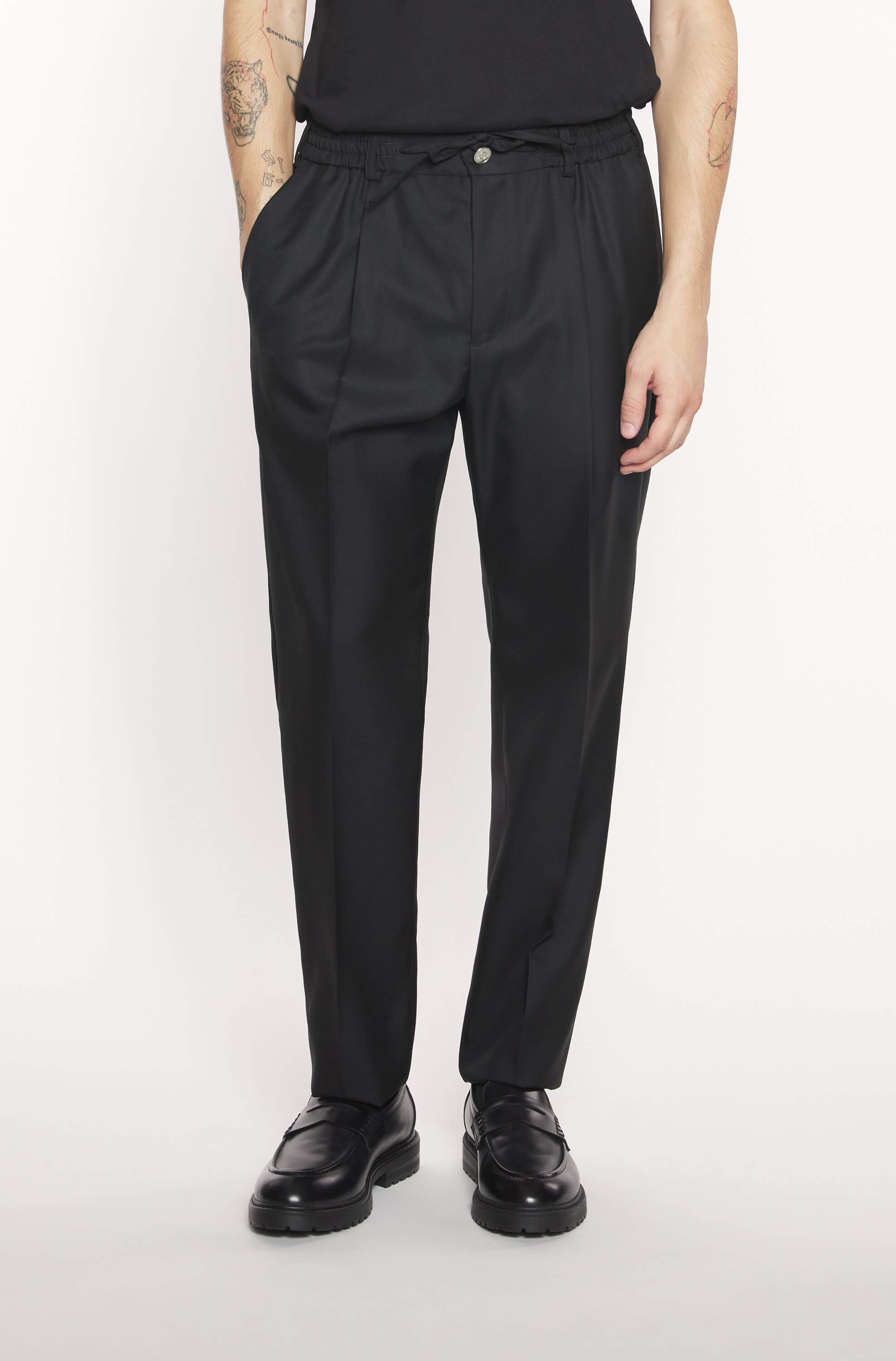 AD 37 – Black Draped Wool Trousers