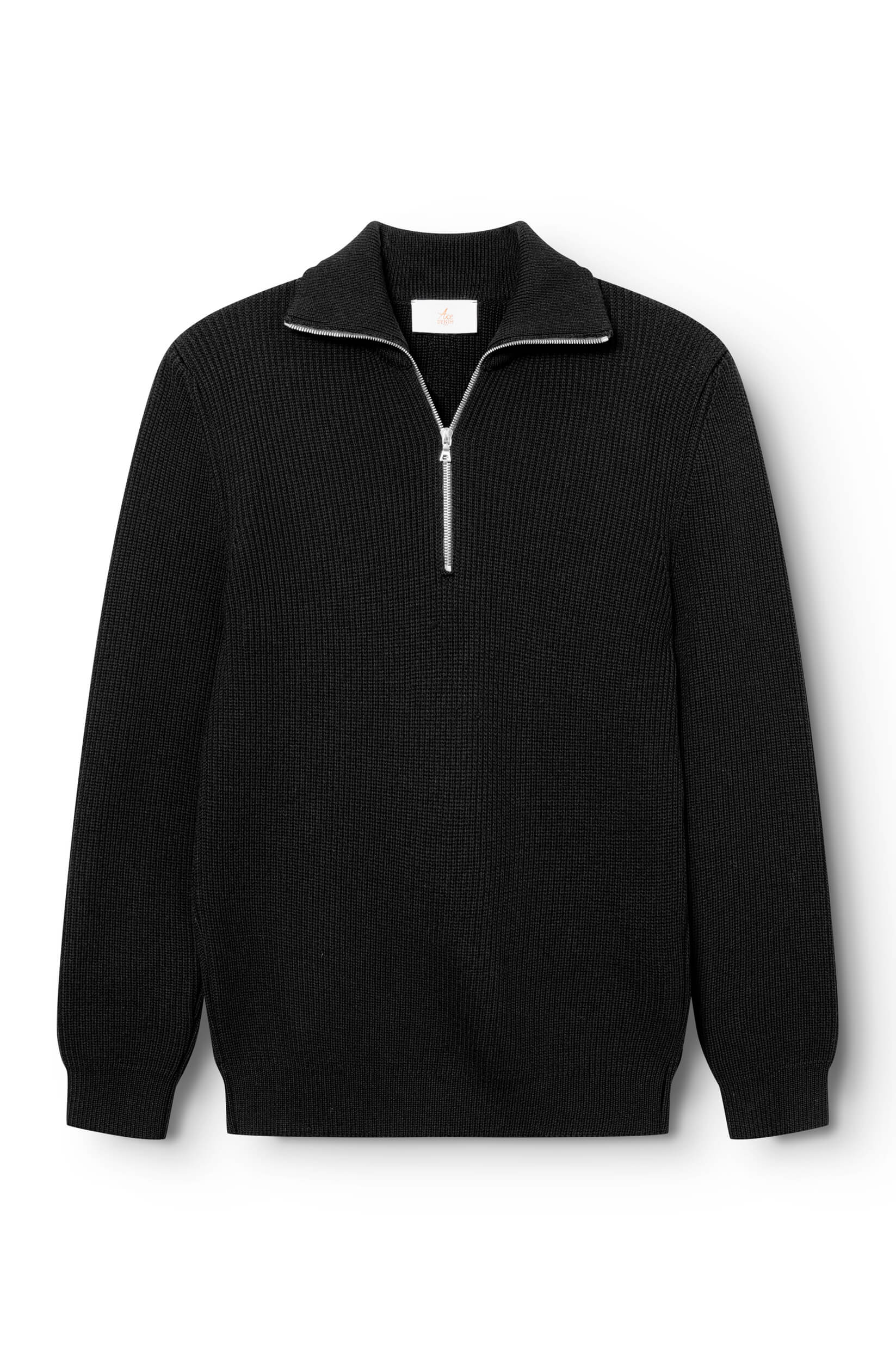 Pull zip noir avec col ouvert