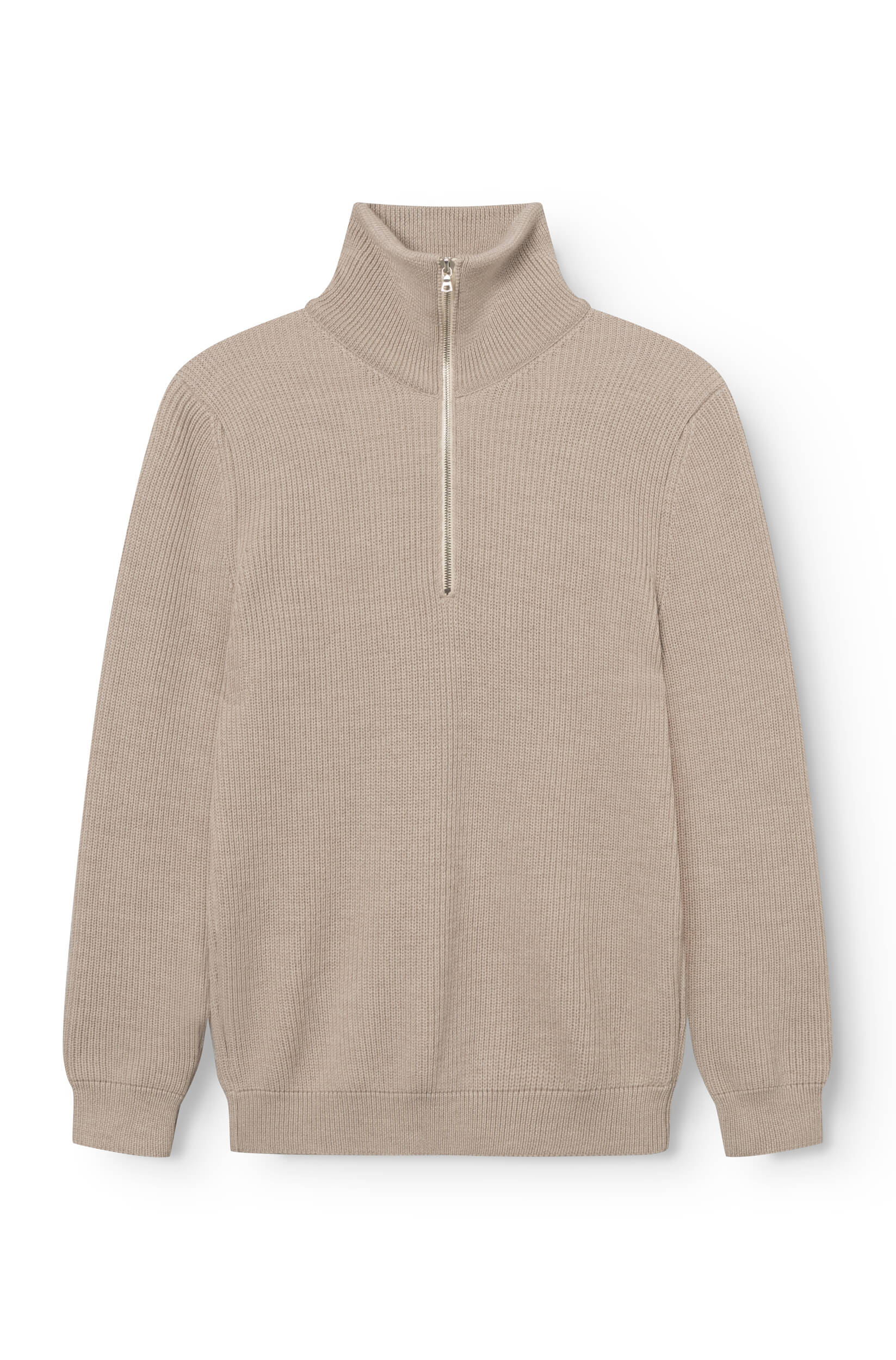 AD 198 - Beige Wool Zip-Up Collar Sweater