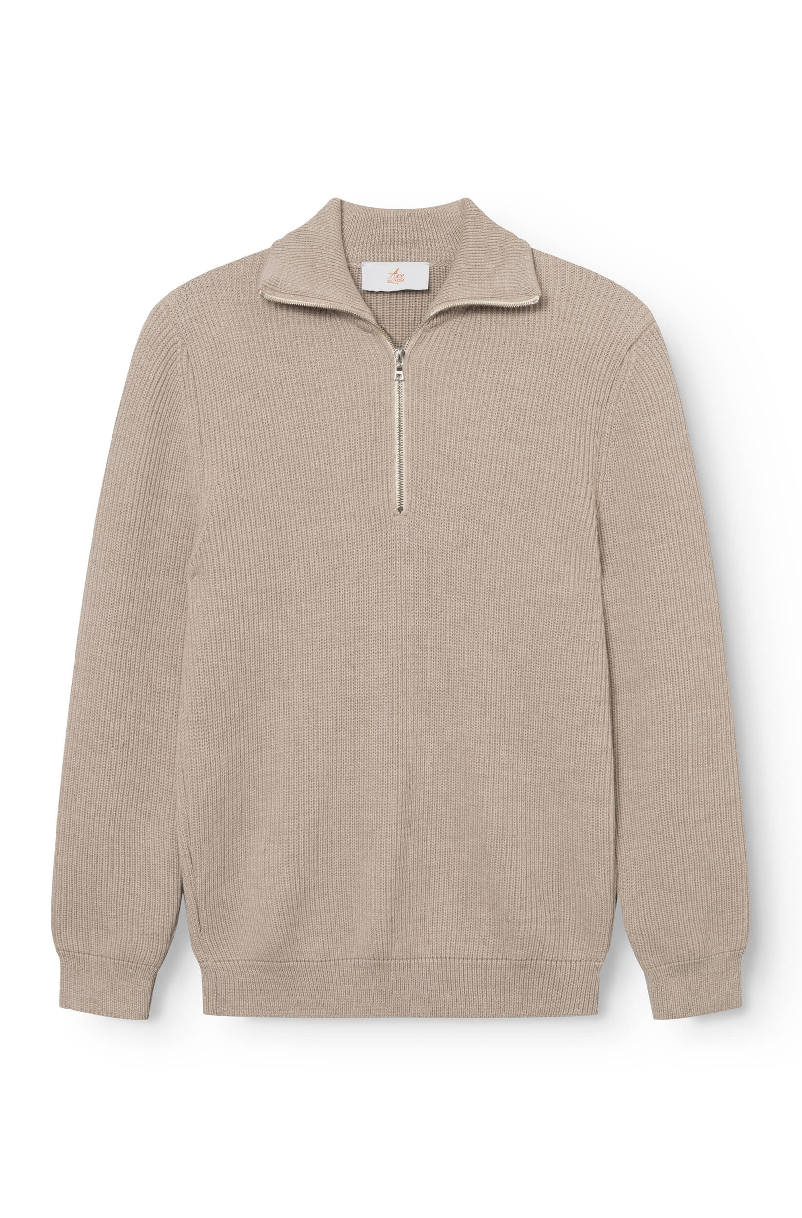 Pull col zippé en laine merinos pour homme