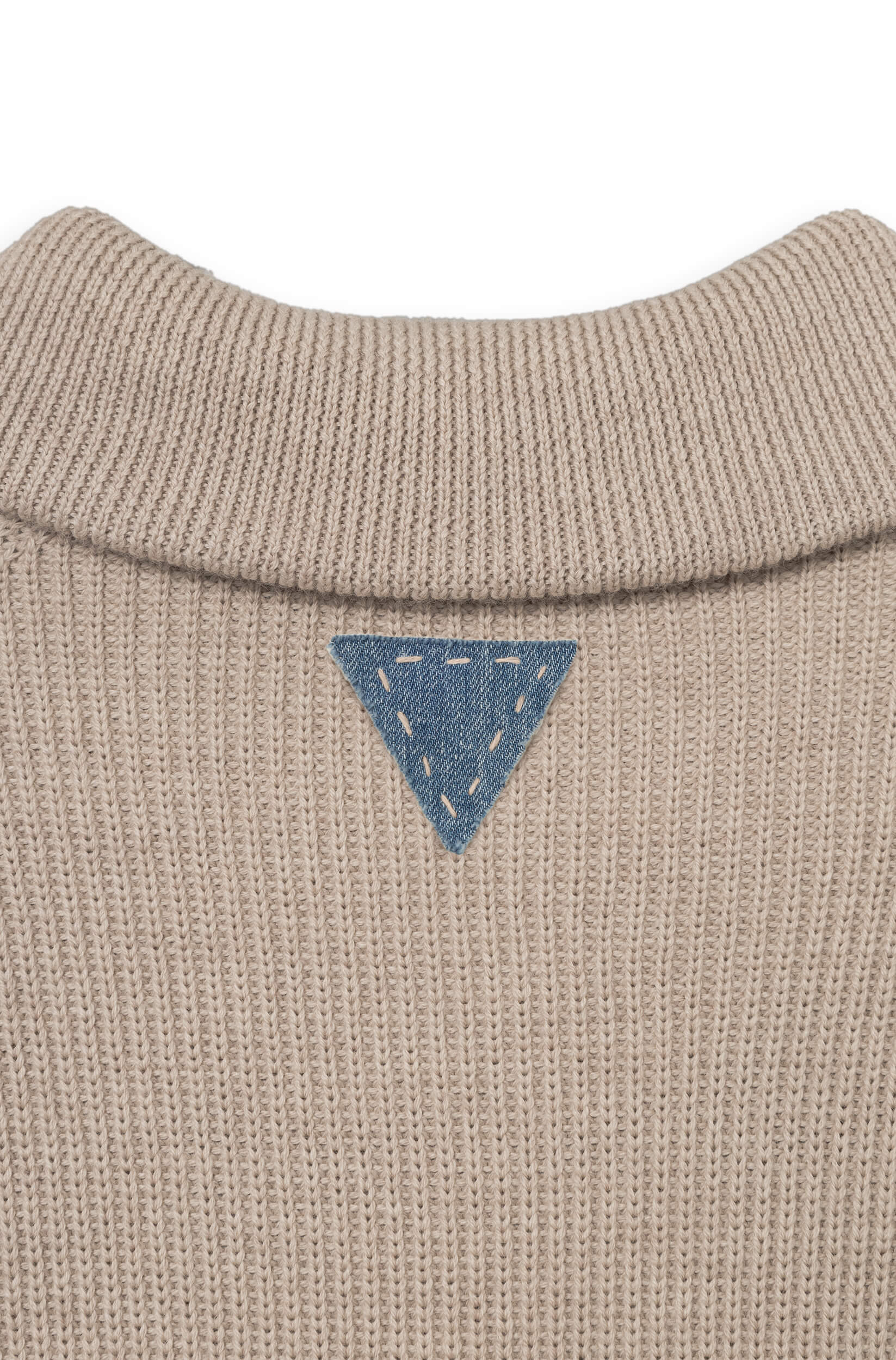 AD 198 - Beige Wool Zip-Up Collar Sweater