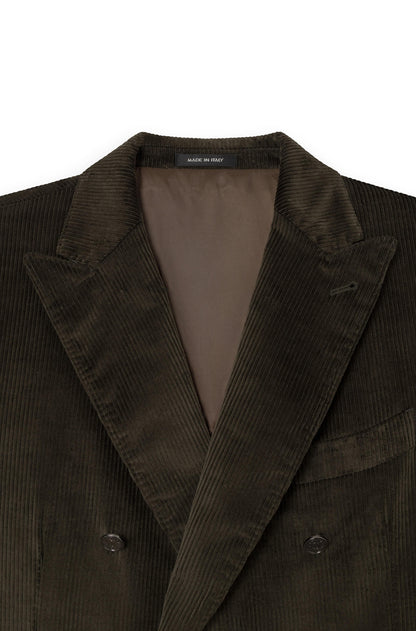 AD 152 - Veste croisée en velours côtelé cachemire kaki