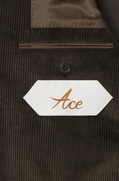 AD 152 - Veste croisée en velours côtelé cachemire kaki