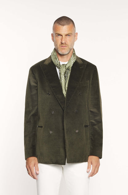 AD 152 - Veste croisée en velours côtelé cachemire kaki