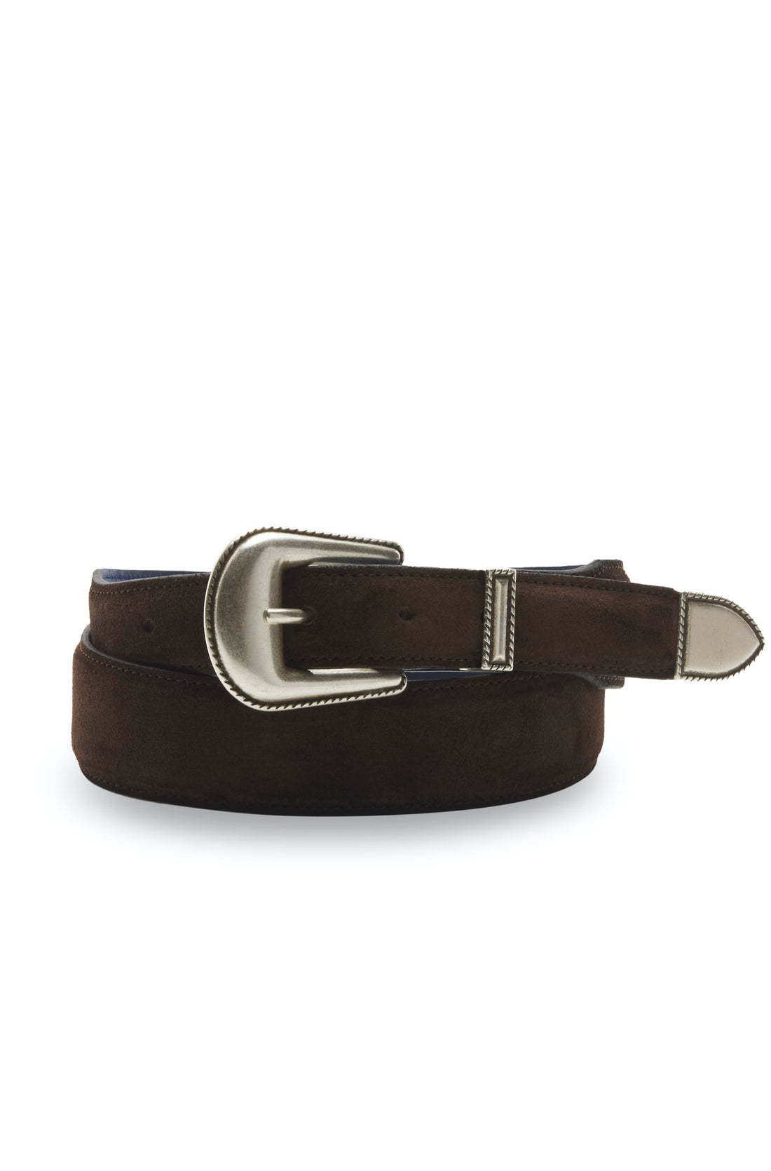 ceinture marron cuir suede boucle argent