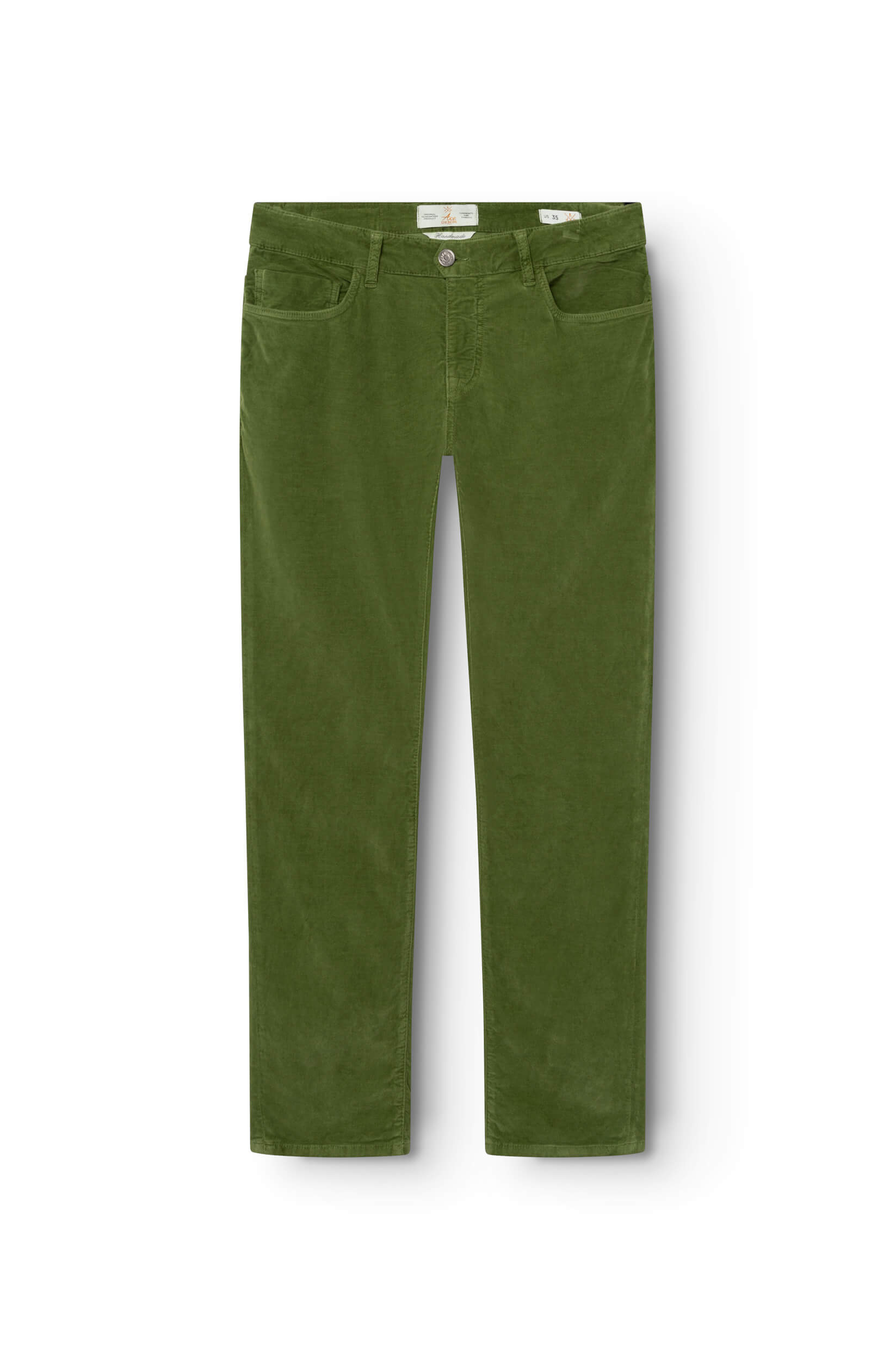 Pantalon en velours lisse vert pour homme