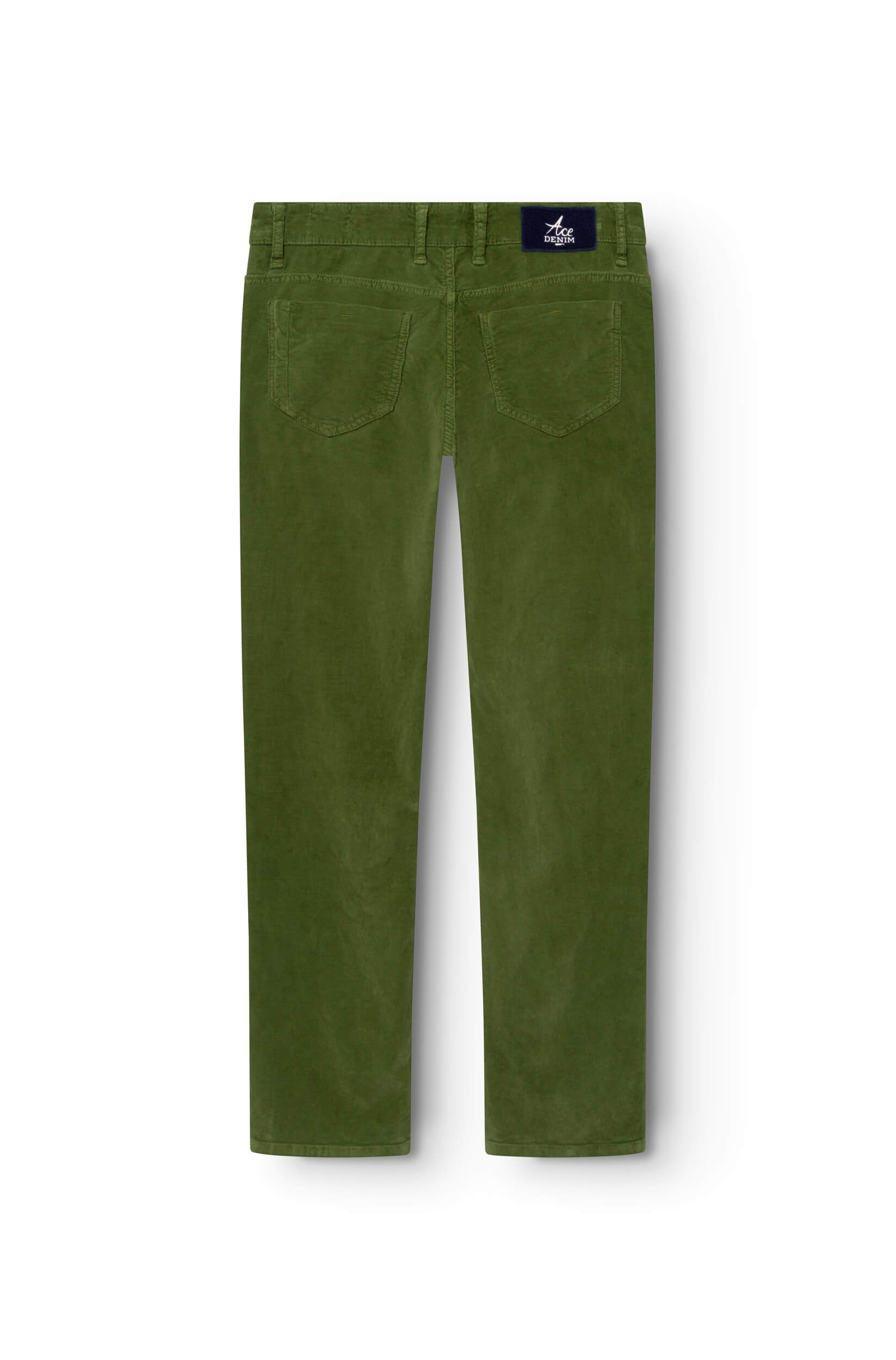 Arrière du pantalon en velours lisse vert pour homme