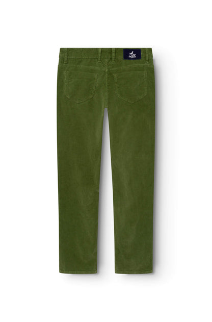 Arrière du pantalon en velours lisse vert pour homme