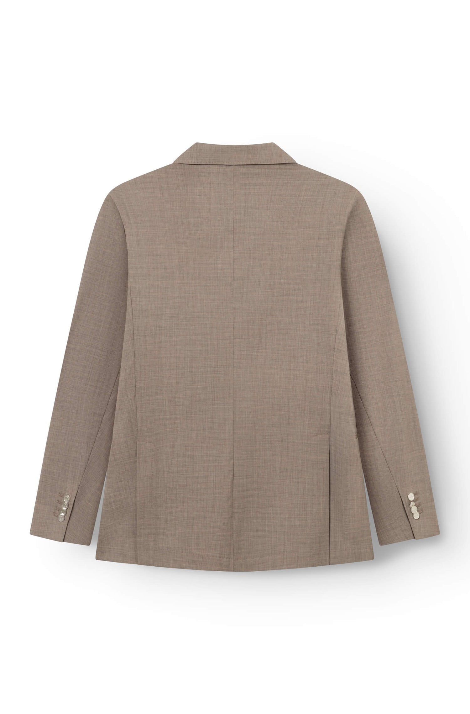 Photo de dos du blazer croisé homme  en laine froide Tollegno coloris beige.