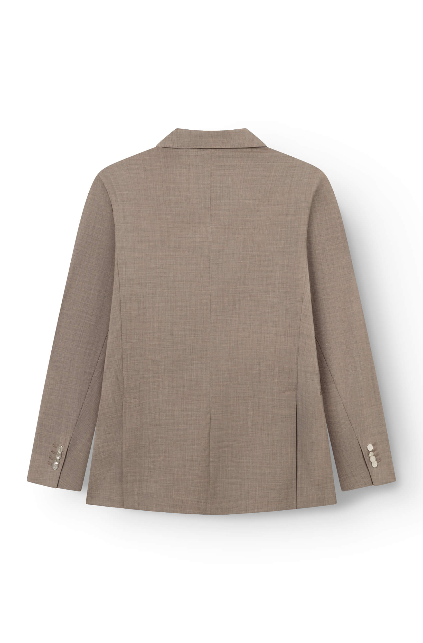 Photo de dos du blazer croisé homme  en laine froide Tollegno coloris beige.