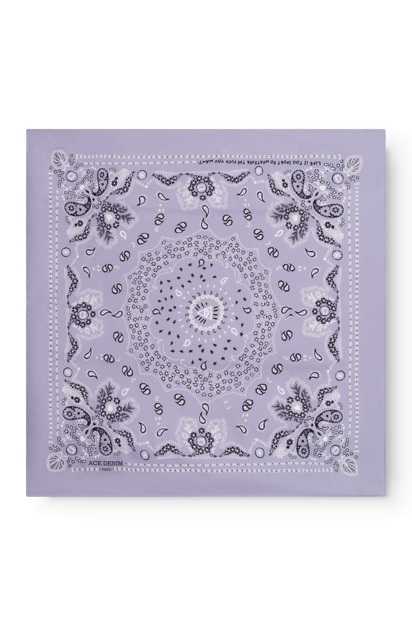 Foulard en soie lilas à motif bandana