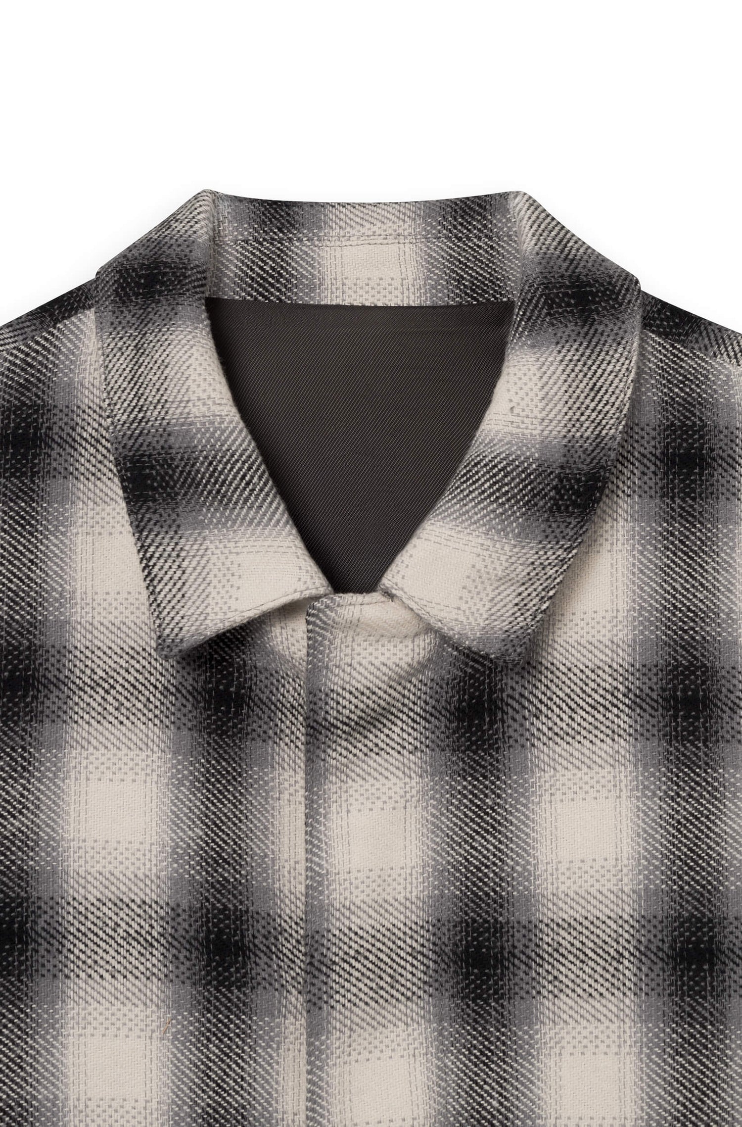 Col de la veste en coton avec motif à damier blanc et noir pour homme