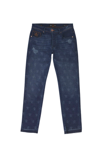 jeans homme bleu denim coupe slim logo laser