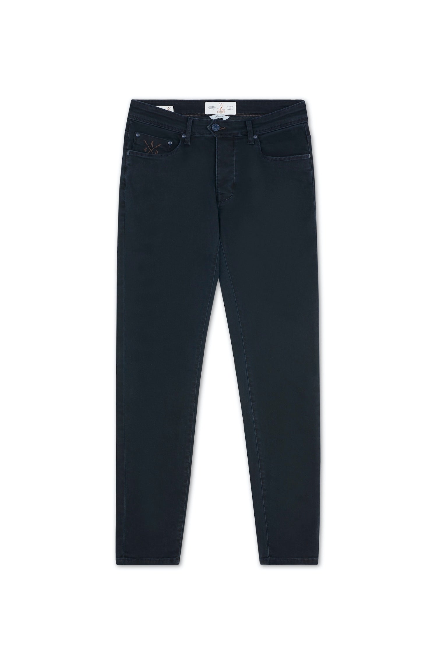 jeans homme bleu nuit slim stretch details marron