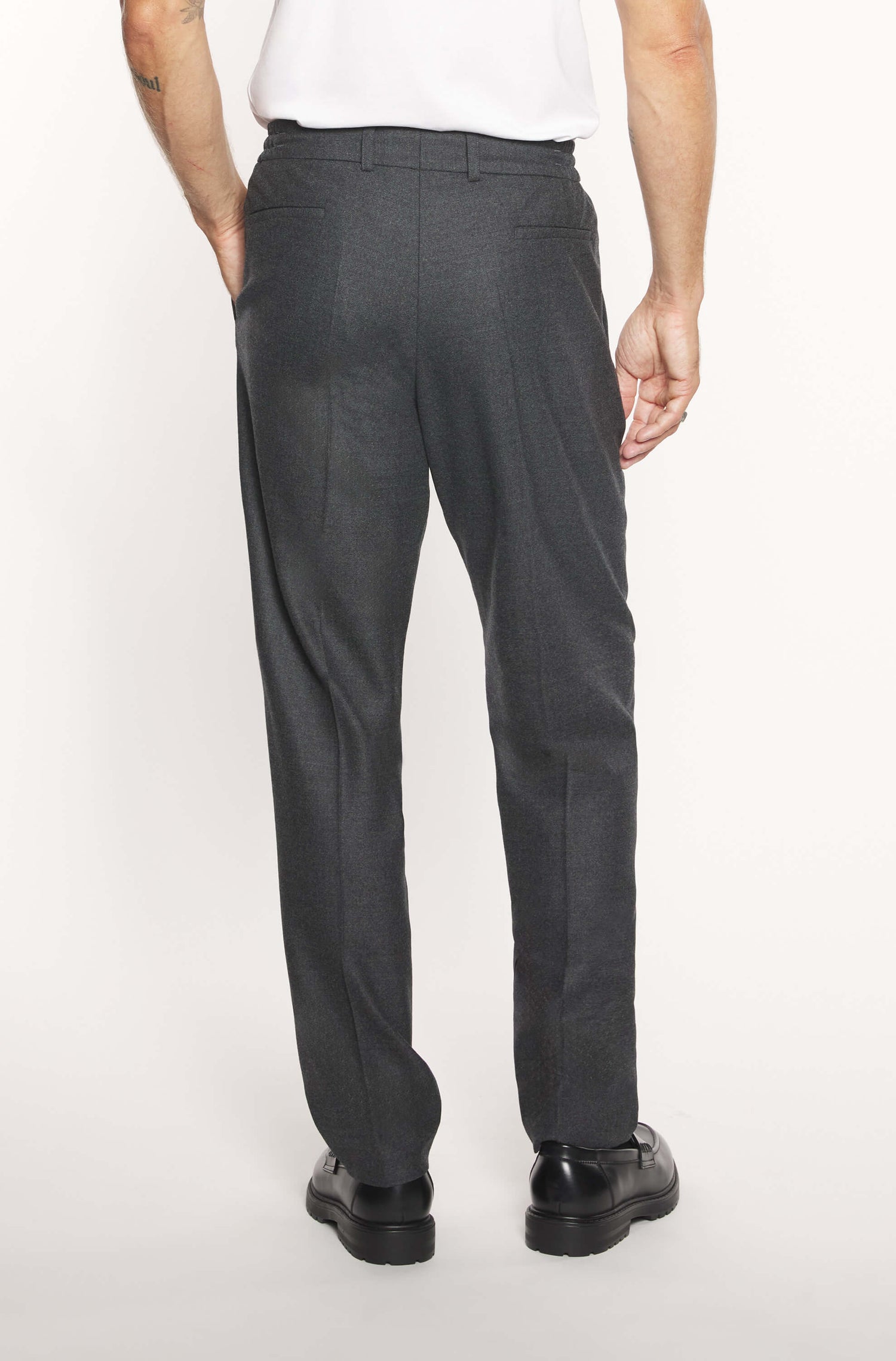 AD 47 - Pantalon Ample en Laine Mérinos Gris Anthracite