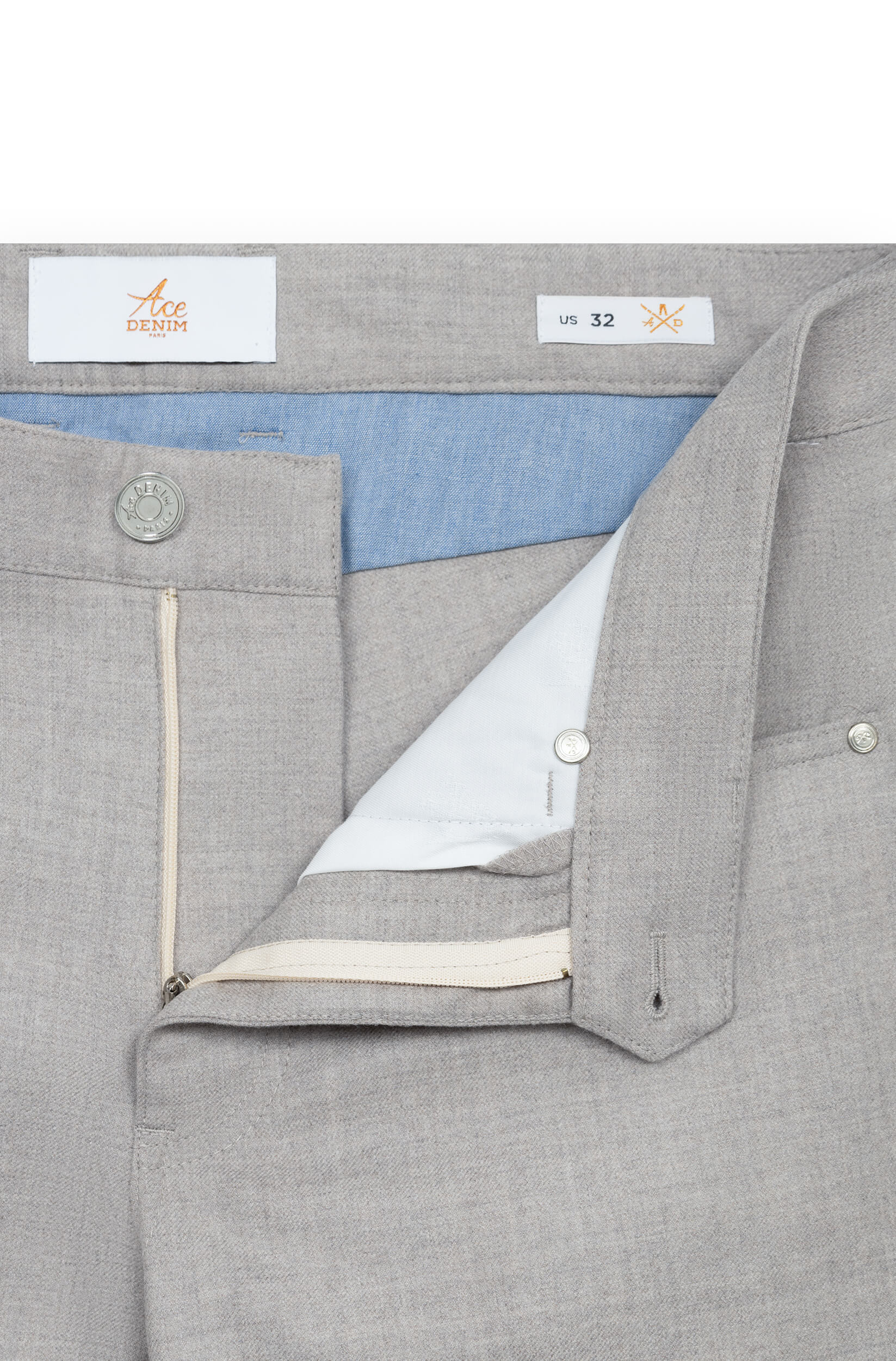AD 45 - Pantalon en Flanelle de Laine Gris Beige