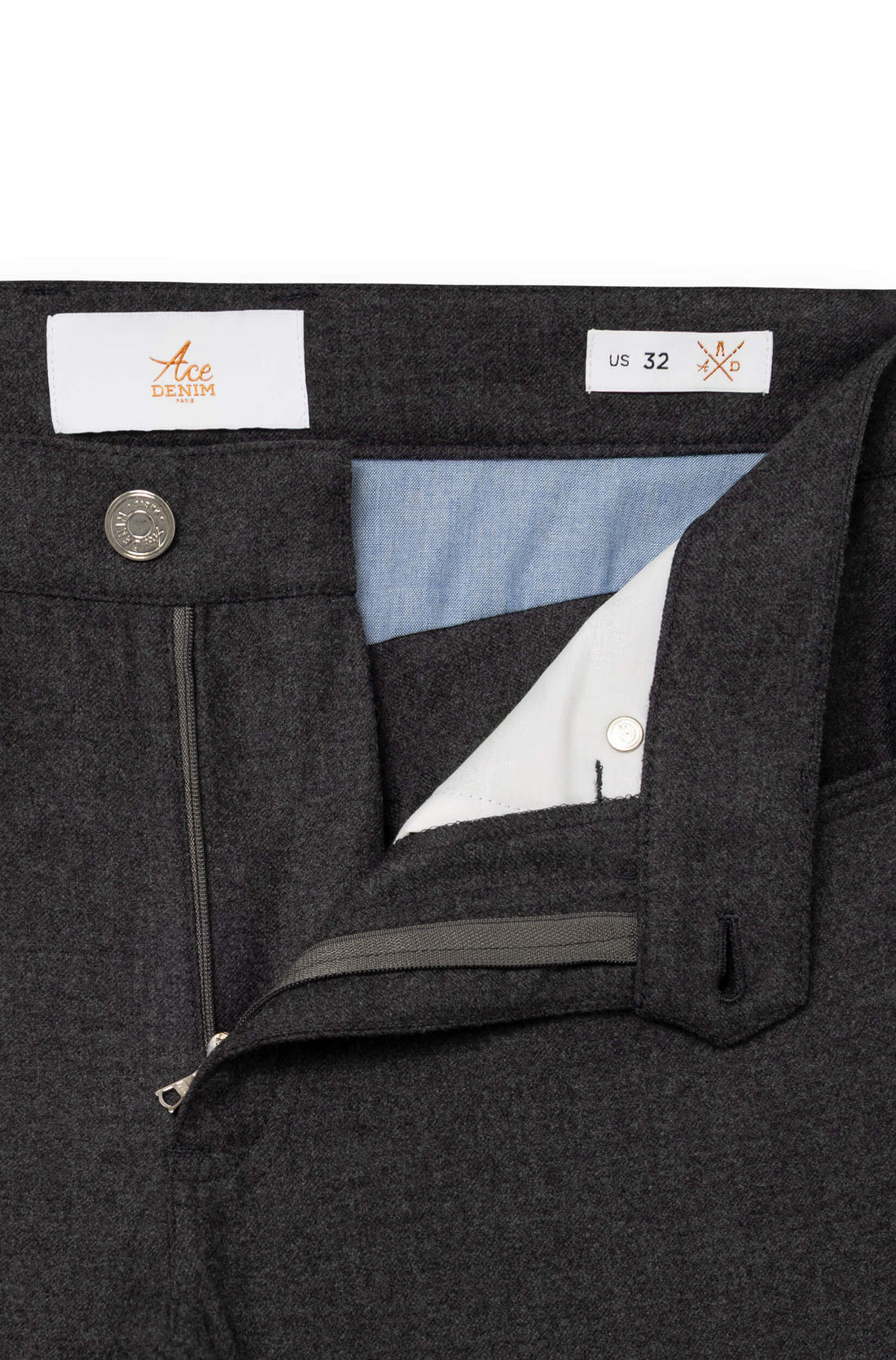 AD 45 - Pantalon en Flanelle de Laine Gris Foncé