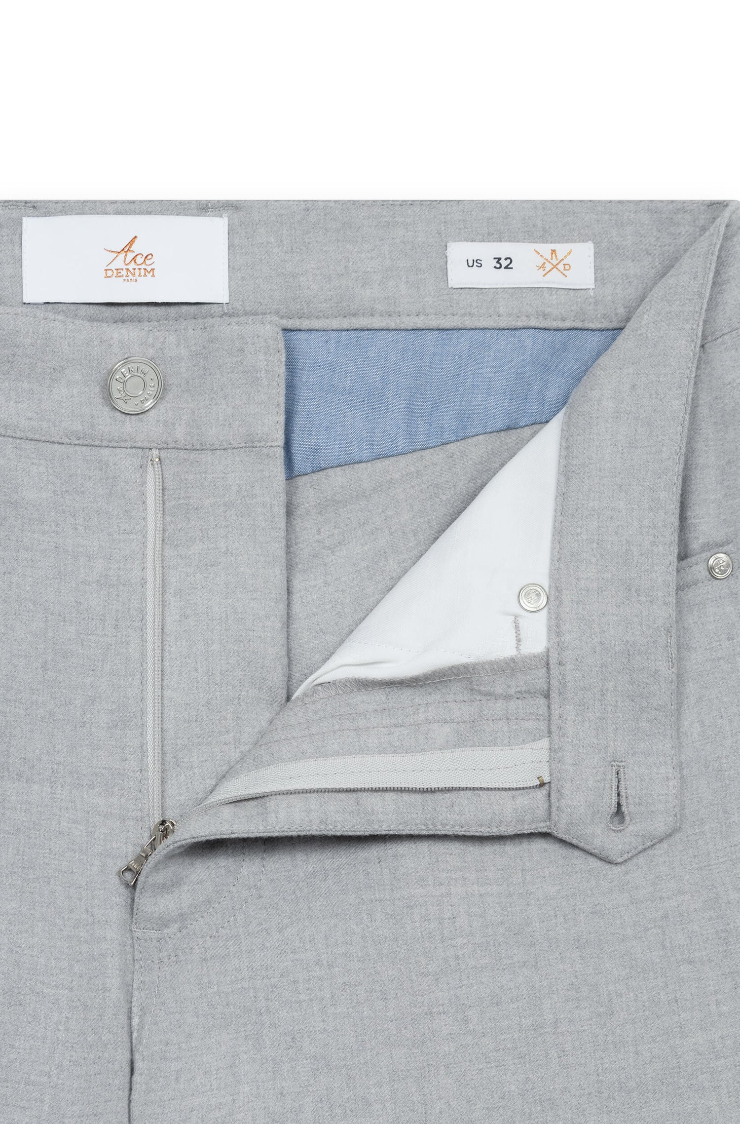 AD 45 - Pantalon en Flanelle de Laine Gris Clair