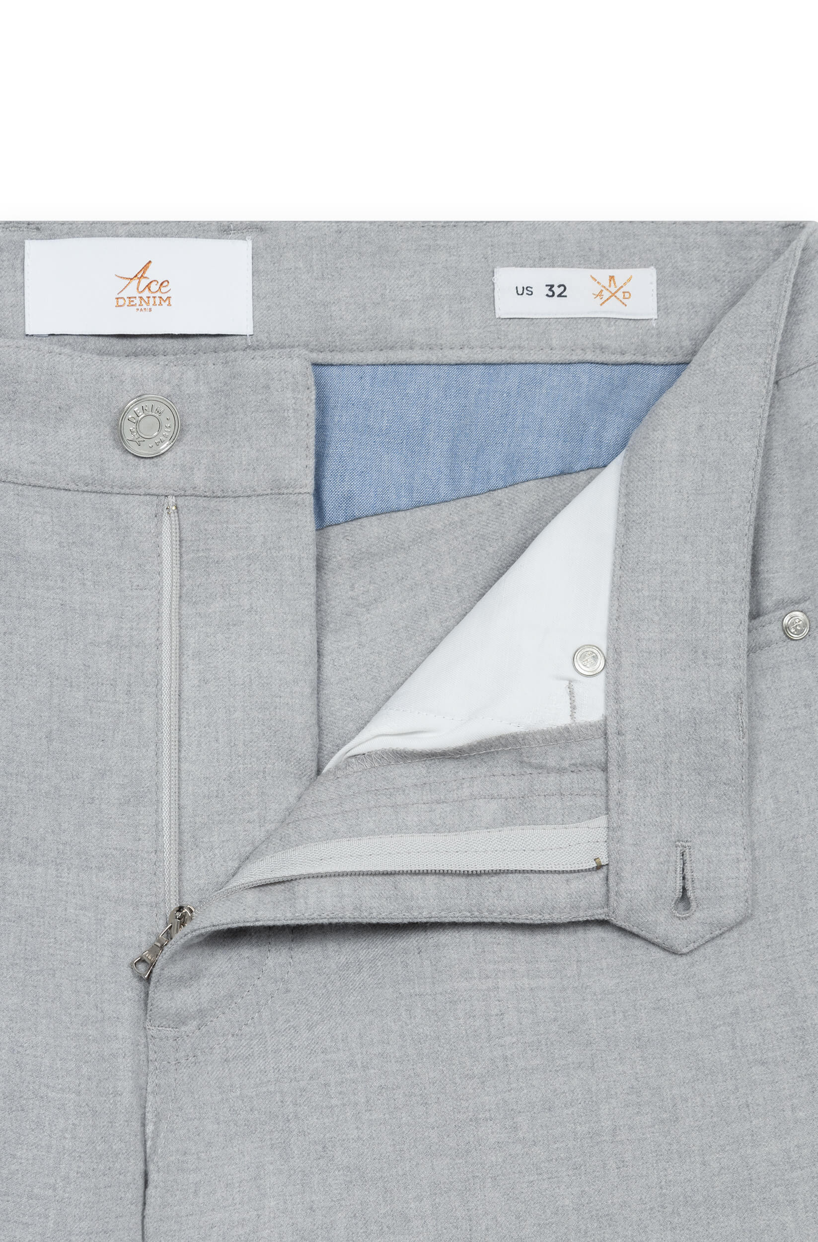 AD 45 - Pantalon en Flanelle de Laine Gris Clair