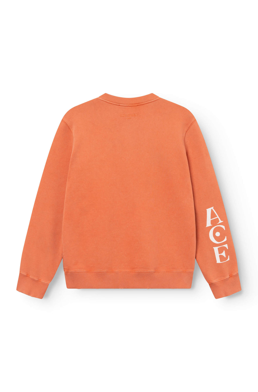 Vue de dos du sweat-shirt en coton orange cassé teint artisanalement et imprimé tigre ace Paris