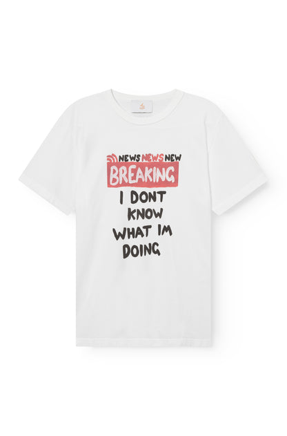tee-shirt blanc avec imprimé breaking i dont know what im doing noir pour homme