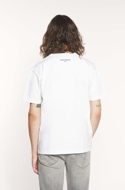 Dos du mannequin portant le tee-shirt blanc avec imprimé breaking i dont know what im doing noir pour homme