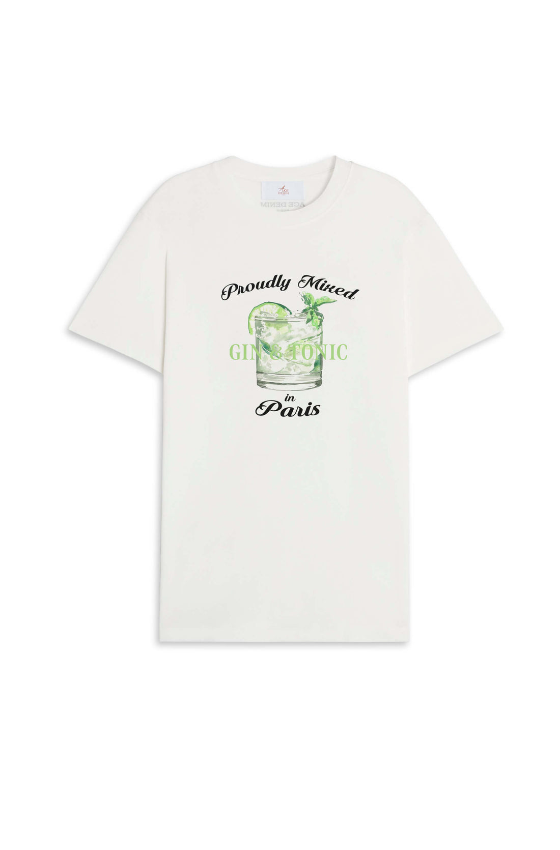 Ace Denim - tee-shirt print Homme - Blanc Cocktail gin&tonic