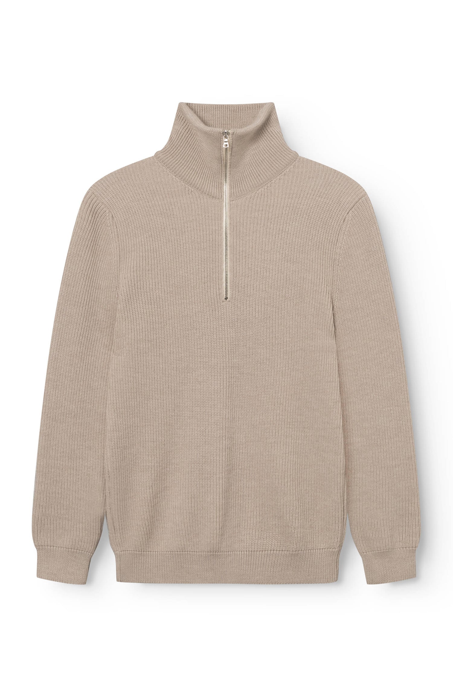 AD 198 - Beige Wool Zip-Up Collar Sweater