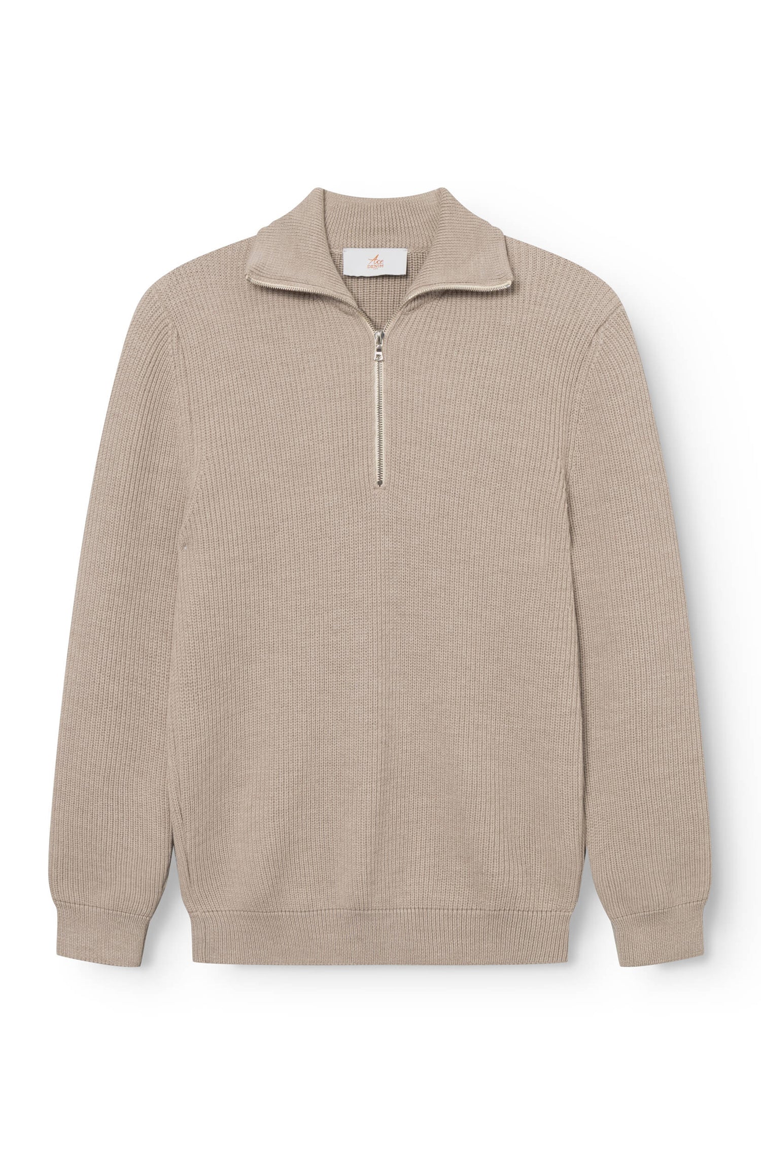 Pull col zippé en laine merinos pour homme