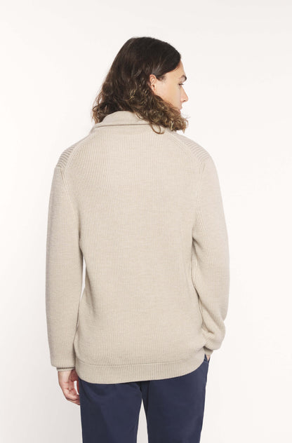AD 198 - Beige Wool Zip-Up Collar Sweater