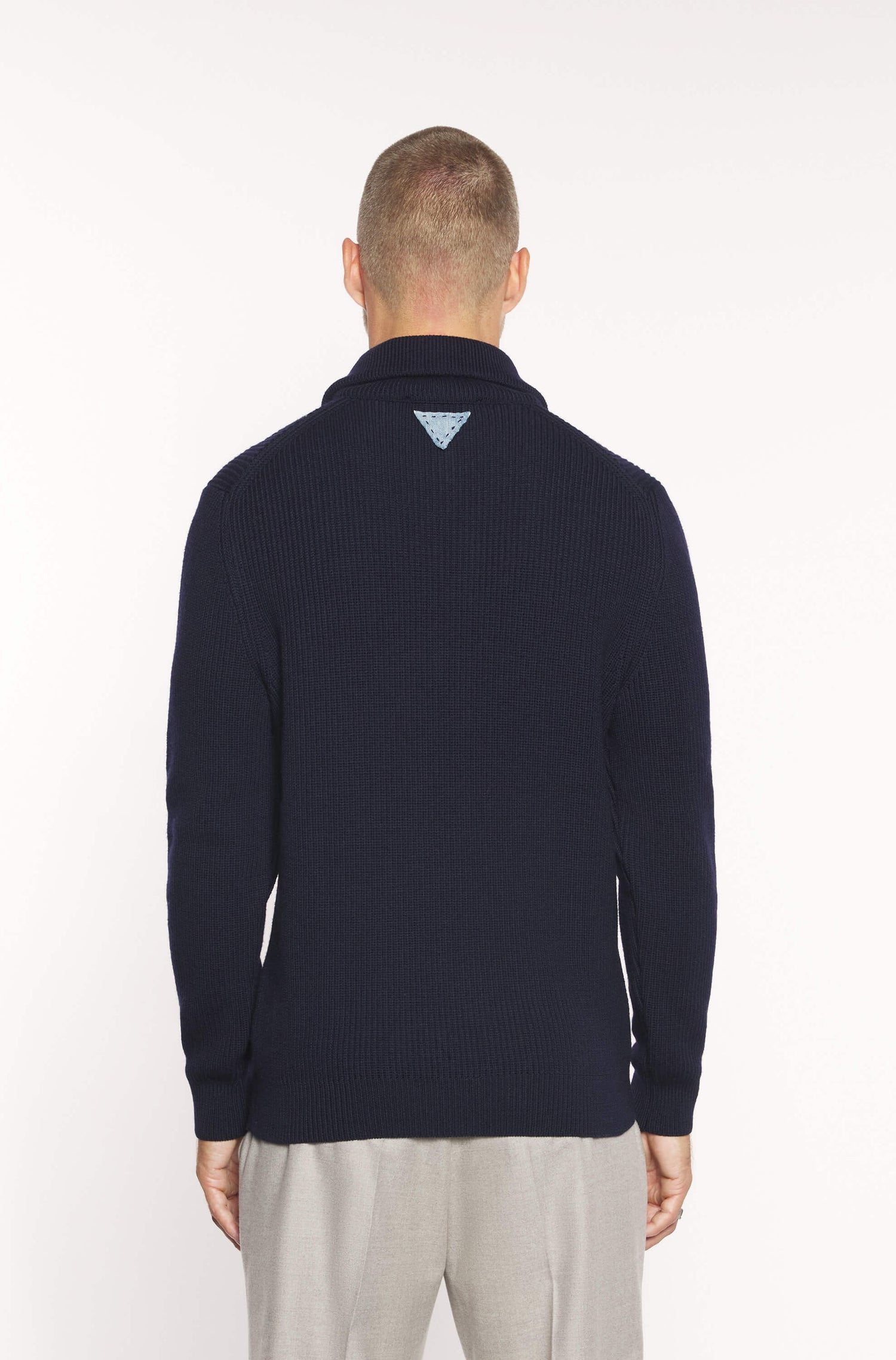 AD 198 - Pull à Col Zippé en laine Bleu Marine